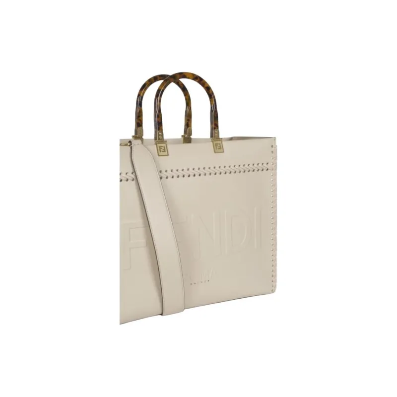 FENDI Calfskin Tote Bag, Shopping Bag, Shoulder Bag, Handbag Women's Ivory White-3