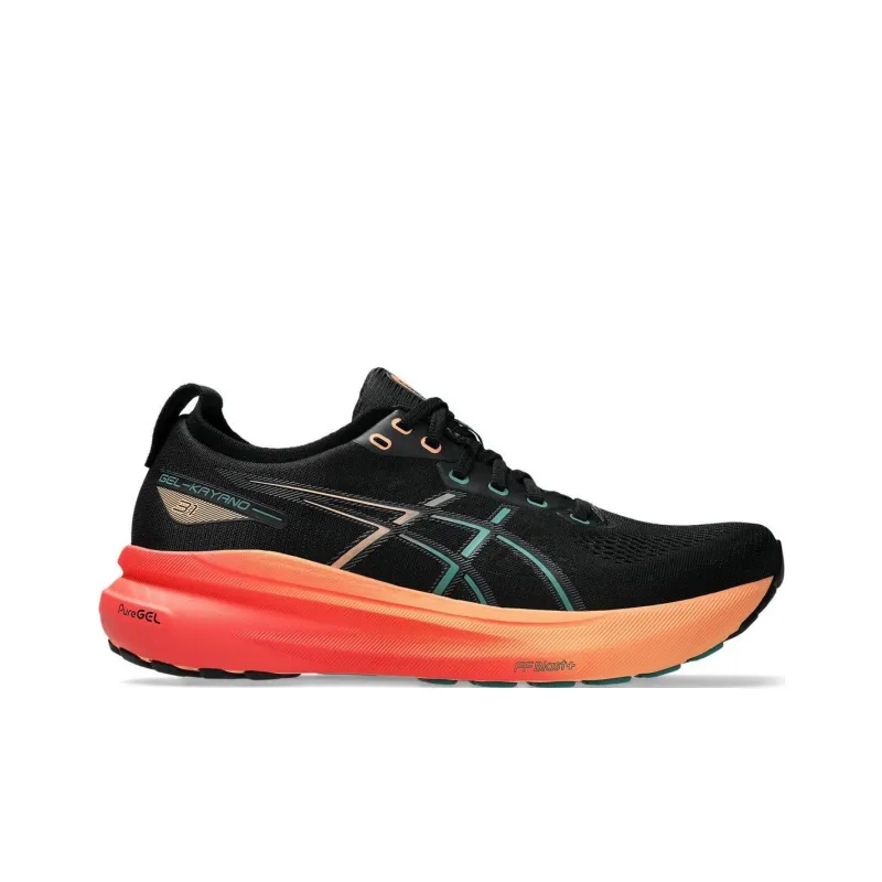 Asics Gel Kayano 31 Cushioned Abrasion Resistant Slip Resistant Low Top Running Shoes Men's Black Orange-1