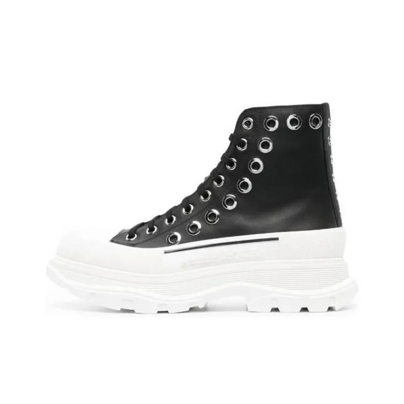 Alexander McQueen Joey Eyelet Detailed High Top Sneakers-0