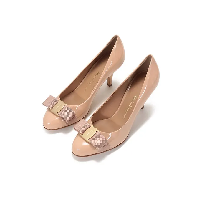 FERRAGAMO Slim Heel High Heels 7cm Women's Nude-2