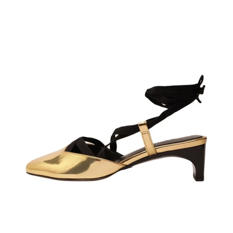 Schutz Amarie Chunky Heel High Heels 5cm Women's Gold-0
