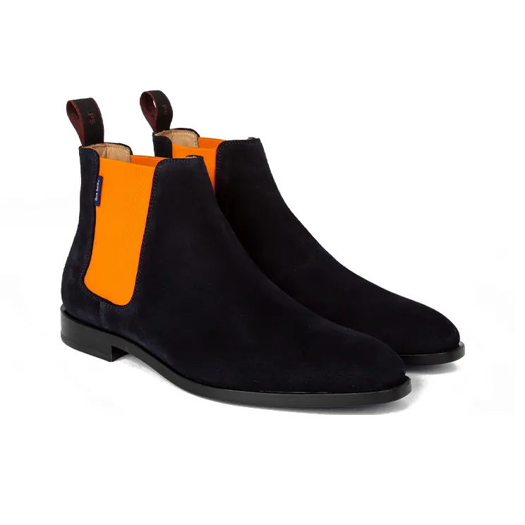 Paul Smith 'Gerald' Ankle-Length Chelsea Boots Men's Blue Orange-3