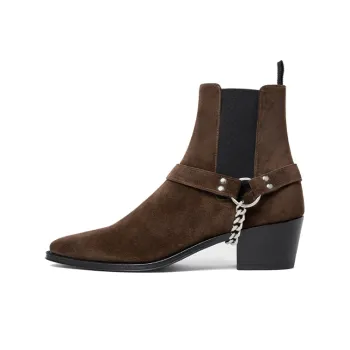 CELINE Camargue Short Chelsea Boots Men's Dark Brown