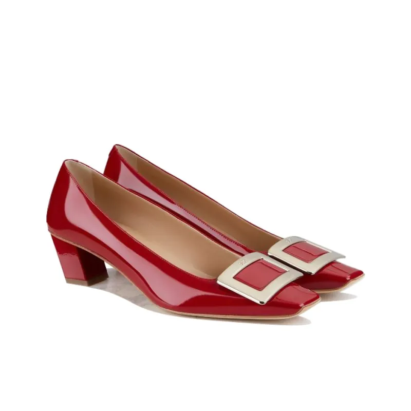 Roger Vivier Belle Vivier Chunky Heel High Heels Women's Red-2