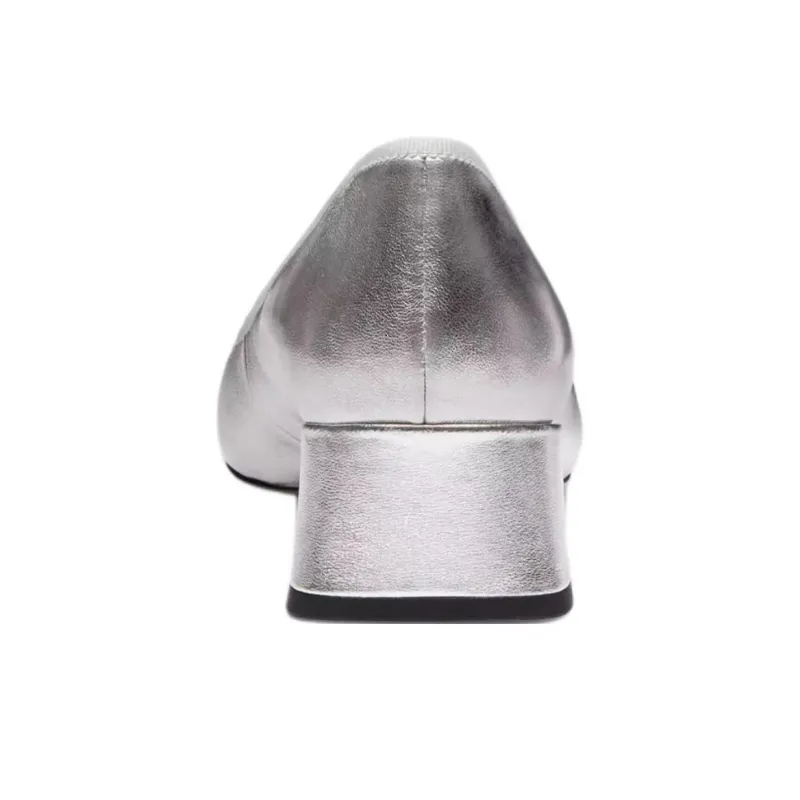 COACH Ava Chunky Heel High Heels 3.8cm Women's Silver-3