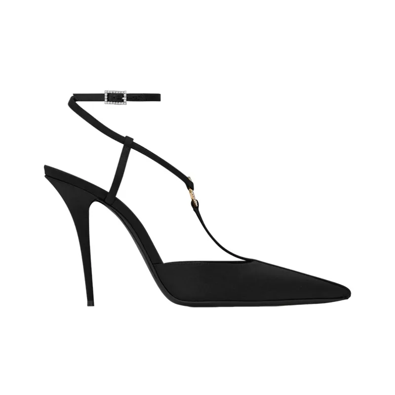 SAINT LAURENT Luna 105mm Leather Pumps-1