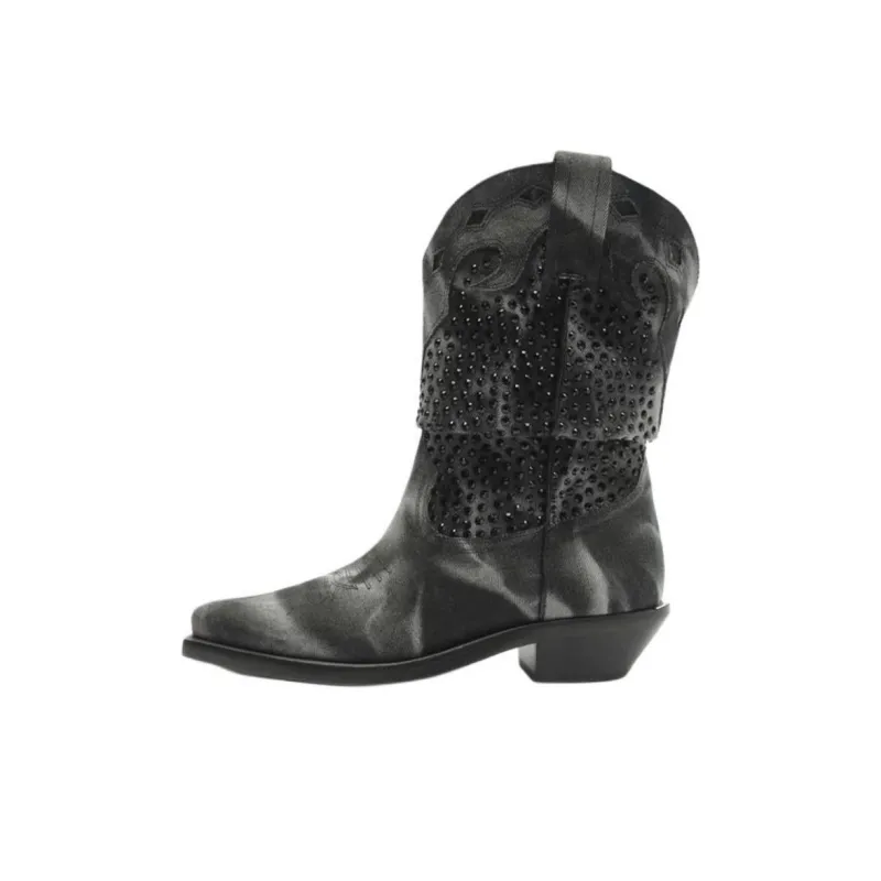Schutz Ankle Boots 3cm Women's Gray Black-0