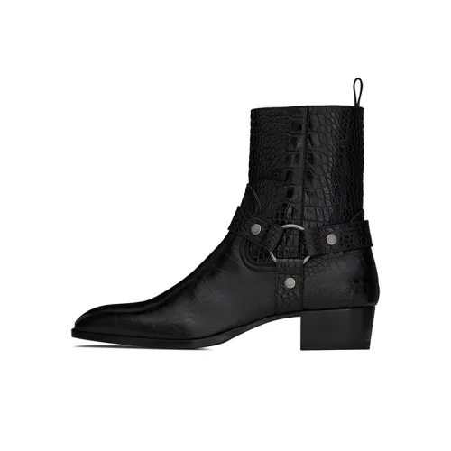 SAINT LAURENT Wyatt Ankle Boots Men Black