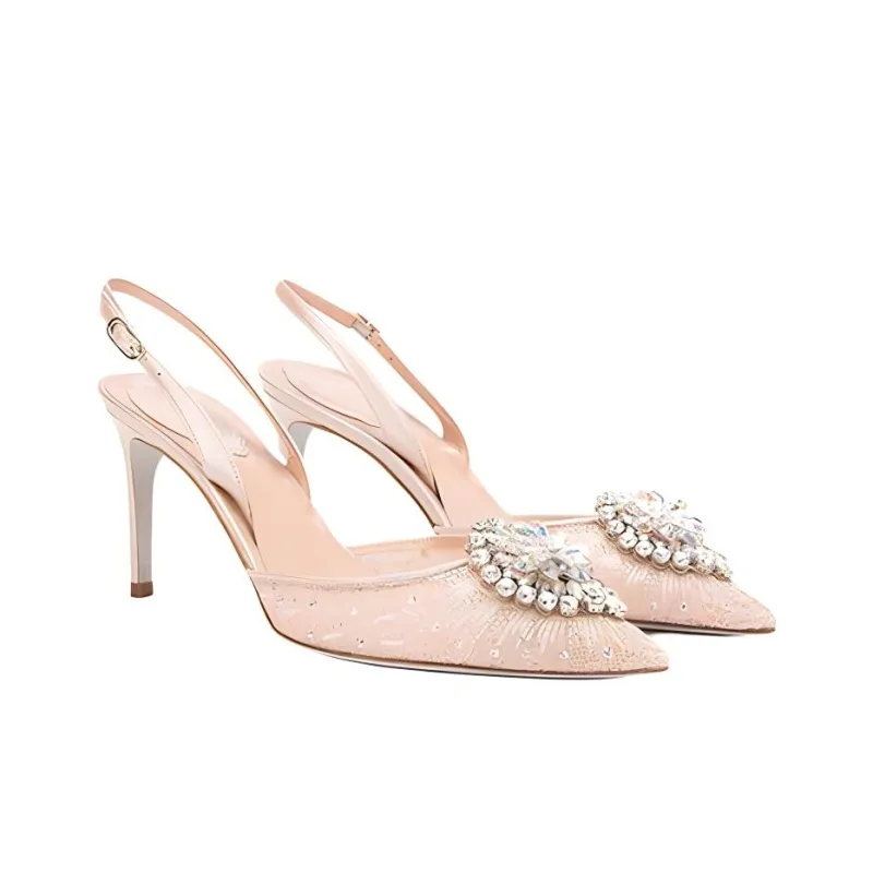 RENE CAOVILLA Barbara Slim Heel High Heels 8cm Women's Nude-2