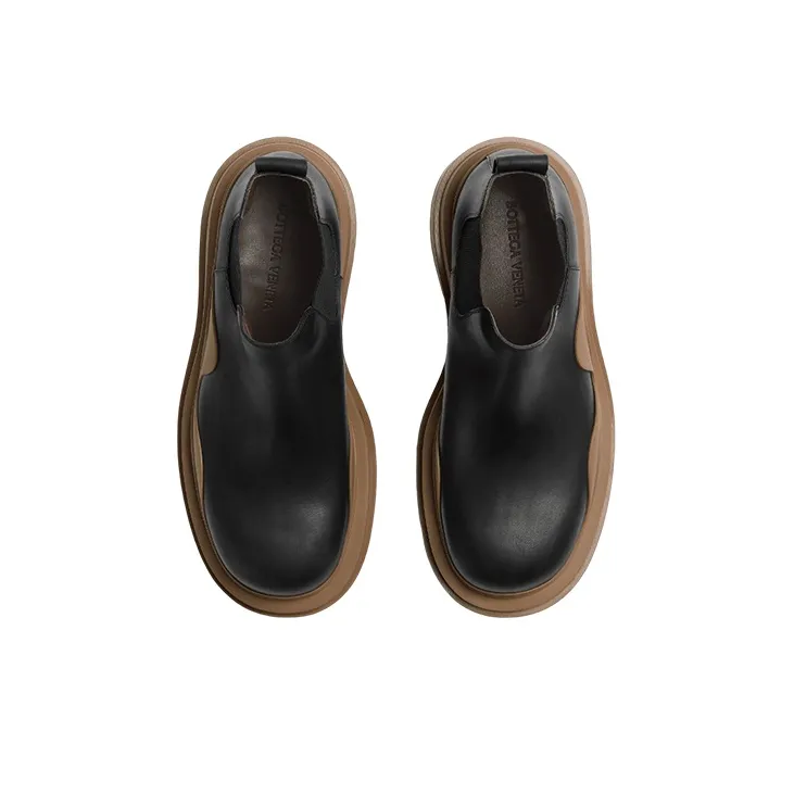 Bottega Veneta Tire Chelsea Short Chelsea Boots Men's Black Brown-3