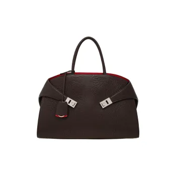 FERRAGAMO Hug Lambskin One Shoulder Handbags Large Size Women's Morocco Berry