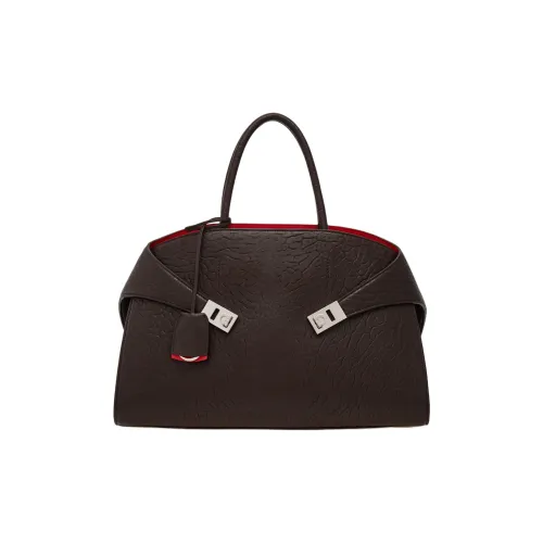 FERRAGAMO Hug Lambskin One Shoulder Handbags Large Size Women's Morocco Berry