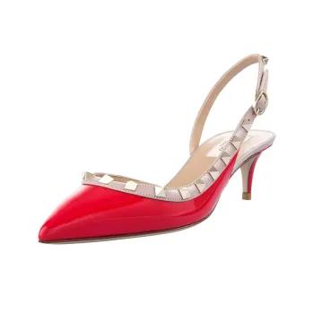 Valentino Rockstud Slim Heel High Heels Women's Red