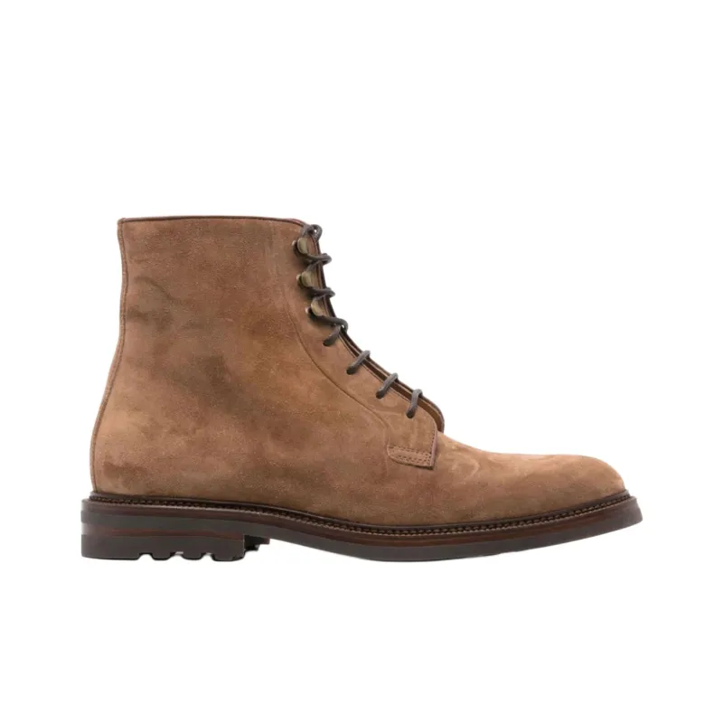 Brunello Cucinelli Round Toe Lace Up Ankle Boots-1