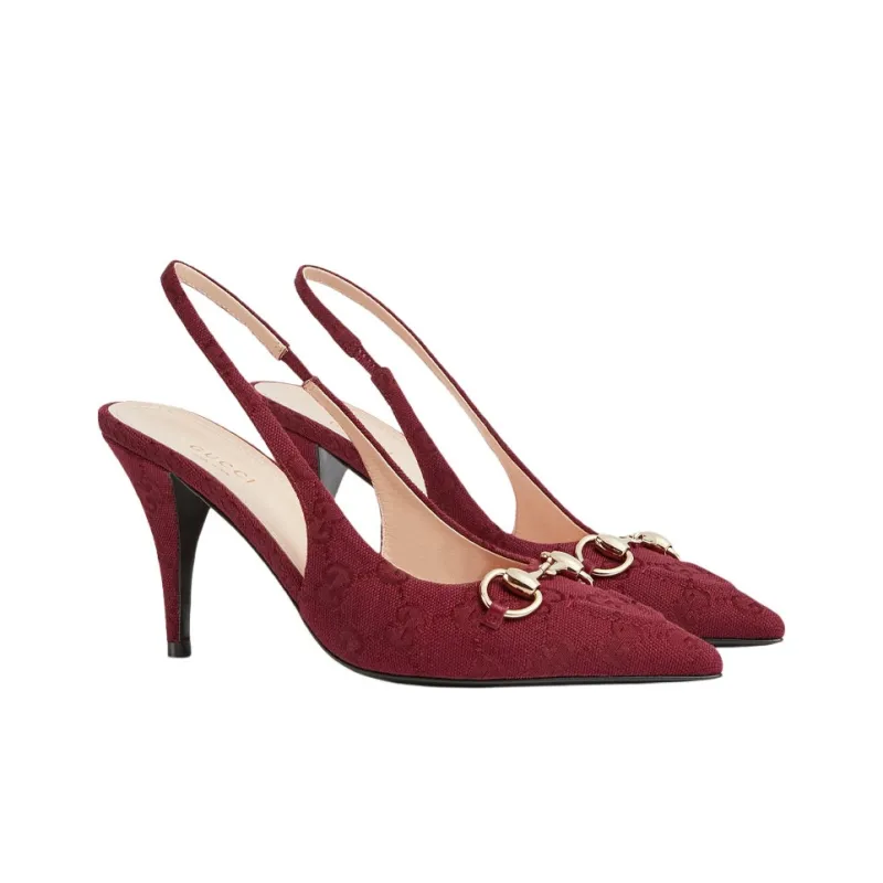 GUCCI Clamp Slim Heel High Heels 8.5cm Women's Red-2