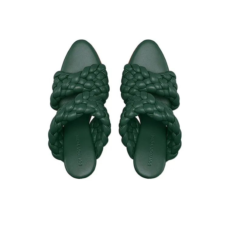 Bottega Veneta Slim Heel Stylish Sandals 9.5cm Women's Dark Green-3