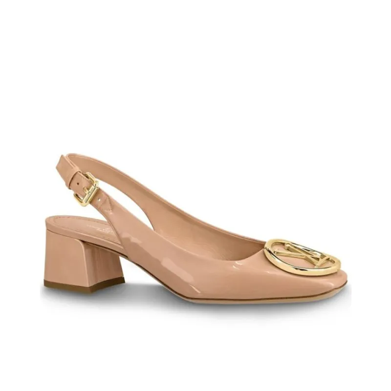 LOUIS VUITTON Madeleine Spool Heel High Heels 6.5cm Women's Nude Pink-1