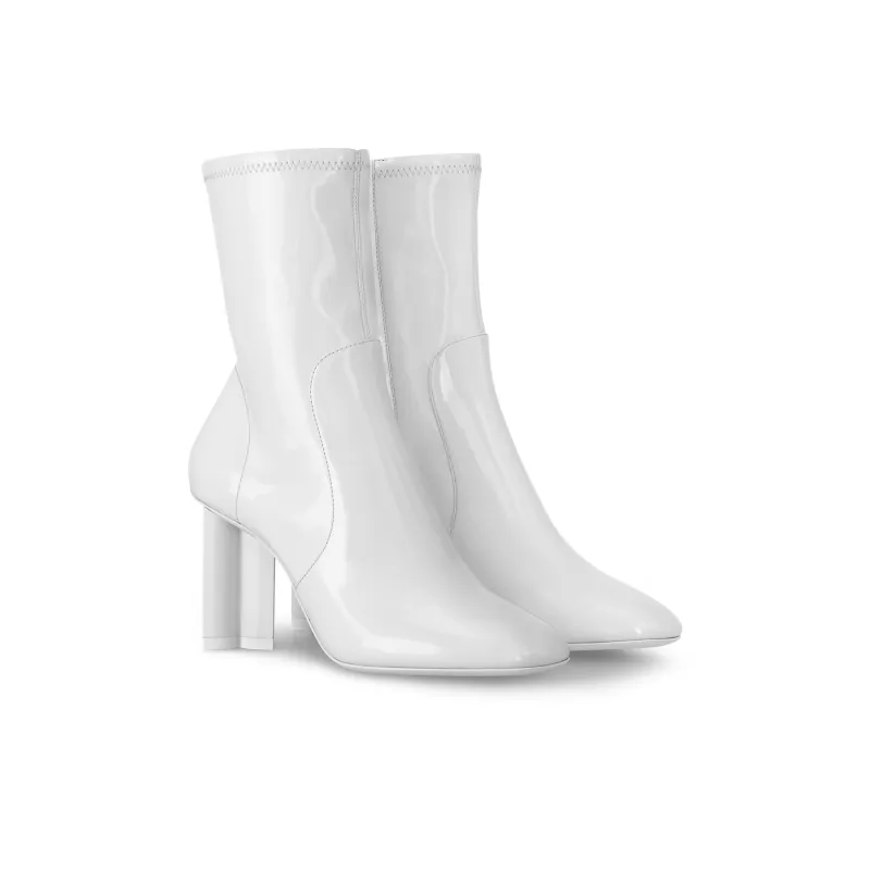 LOUIS VUITTON Silhouette Ankle Boots 8cm Women's White-2