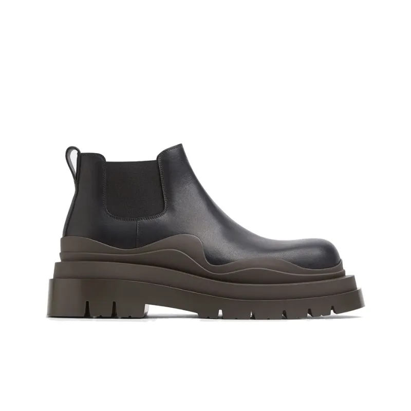 Bottega Veneta Tire Chelsea Ankle Length Chelsea Boots 5.5cm Men's Black Brown-1