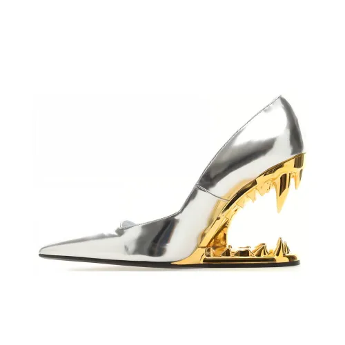 GCDS Morso Irregular Heel High Heels Women's Silver