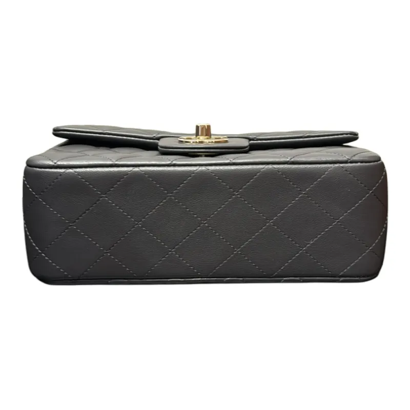 CHANEL Classic Flap CF Lambskin Shoulder Bag, Crossbody Bag Mini Women's Dark Gray-1