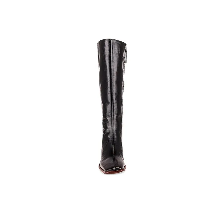 ALOHAS Knee-high Boots Women's Black Brown-3