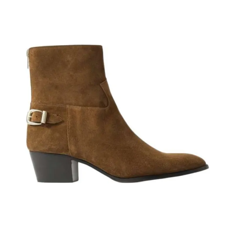 CELINE Drugstore Back Buckle Zipped Boot Taupe-1