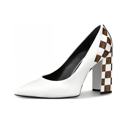 LOUIS VUITTON Matchmake Chunky Heel High Heels Women's White