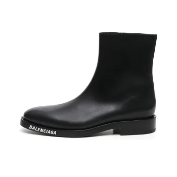 Balenciaga Leather Ankle Boot Black White Logo