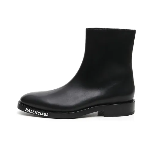 Balenciaga Leather Ankle Boot Black White Logo