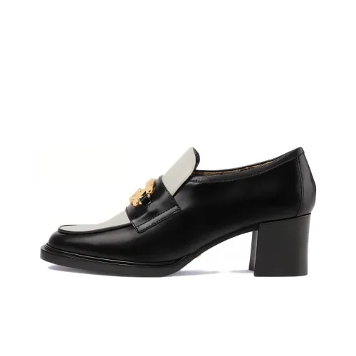 GUCCI Block Heel High Heel Loafers Women's Black