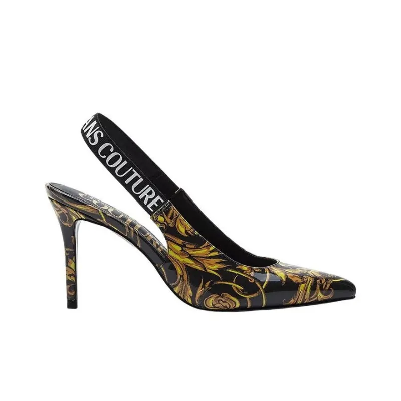 VERSACE JEANS Couture Versace Slim Heel High Heels Women's Black Yellow-1