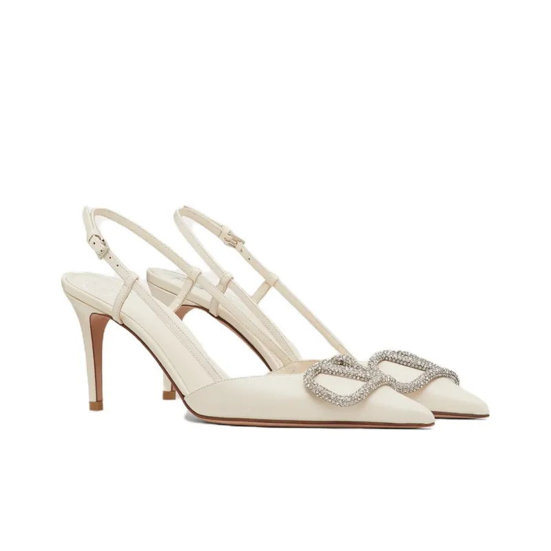 Valentino Slim Heel High Heels Women's White-2