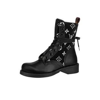LOUIS VUITTON Metropolis Flat Ranger Boots 'Black With White Monogram' Women's