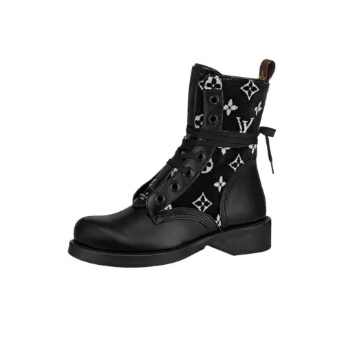 LOUIS VUITTON Metropolis Flat Ranger Boots 'Black With White Monogram' Women's
