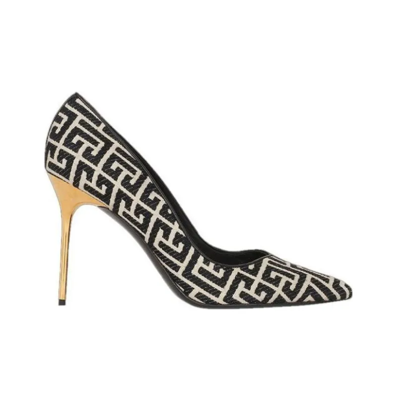 BALMAIN Slim Heel High Heels 9.5cm Women's Black-1