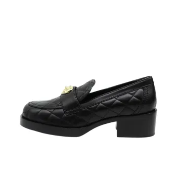 CHANEL Chunky Heel High Heels 5cm Women's Black