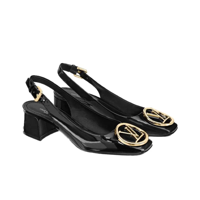 LOUIS VUITTON Madeleine Chunky Heel High Heels Women's Black-3