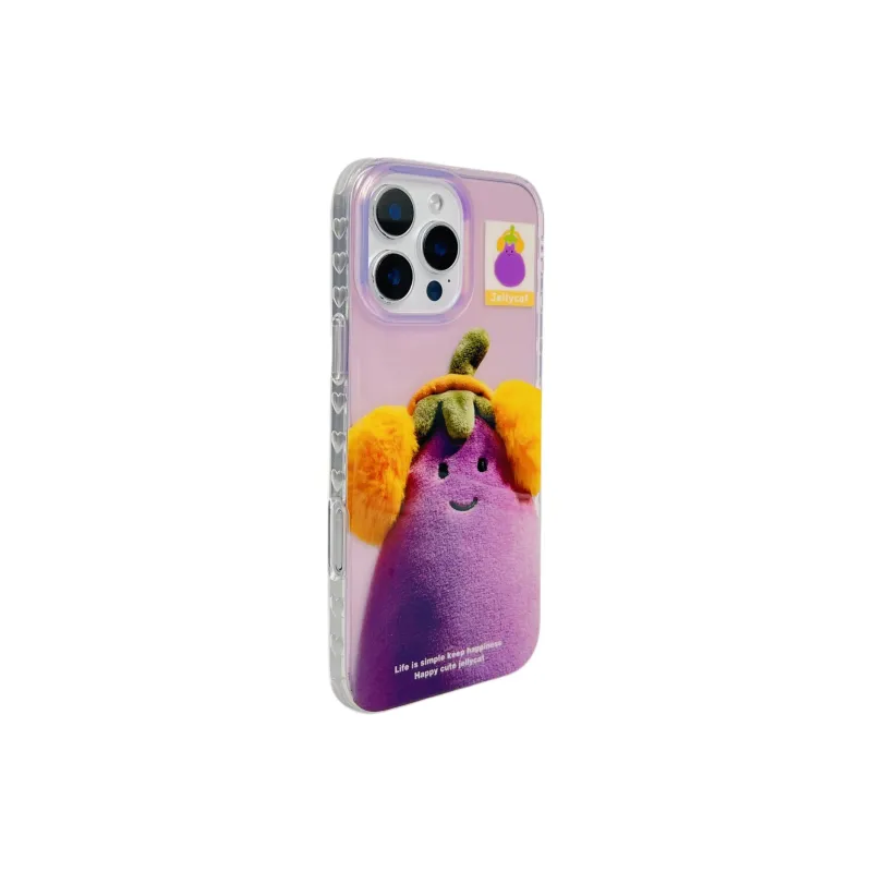 Wei Xin Acrylic Material Headphone Eggplant Phone Cases Compatible With IPhone 16/15 Pro Max/Apple 13/14 Pro/Max-1