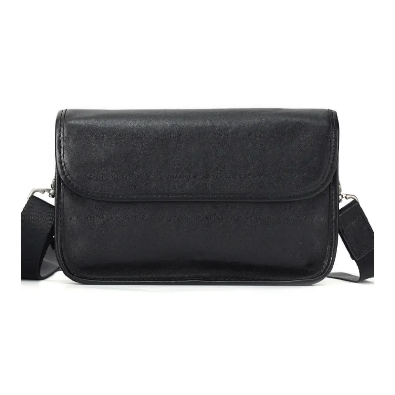 DOSRFINI Cow Leather Crossbody Bags Shoulder Bags Large Size Men's Black-0
