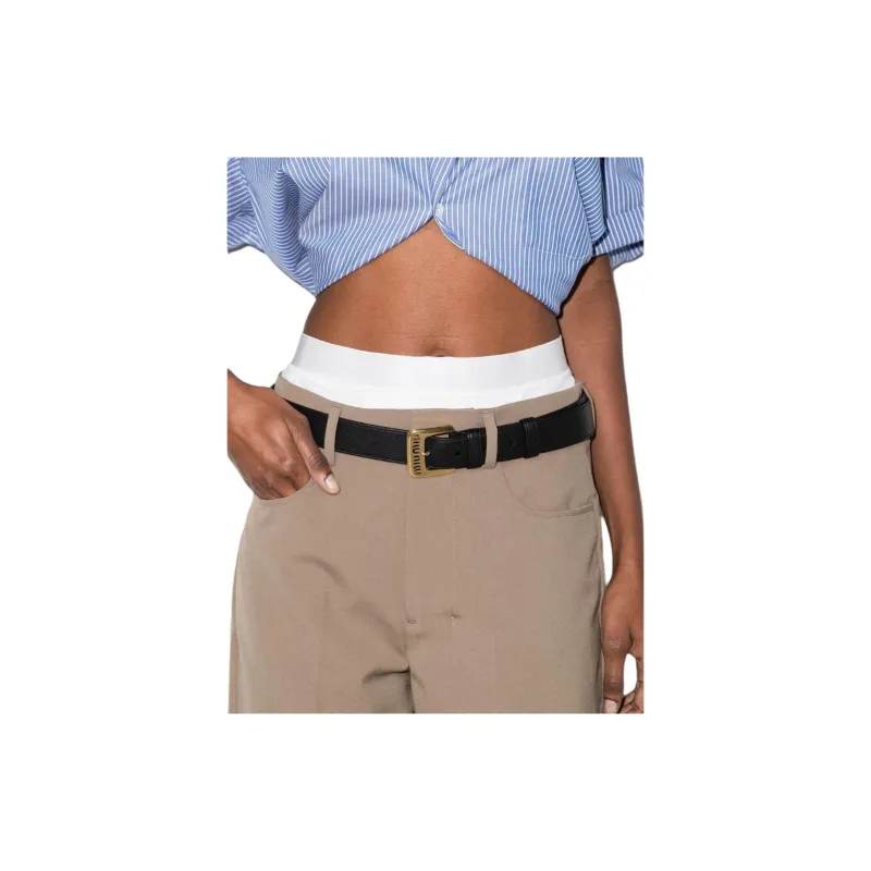 MIU MIU Logo embellished Leather Belt-3