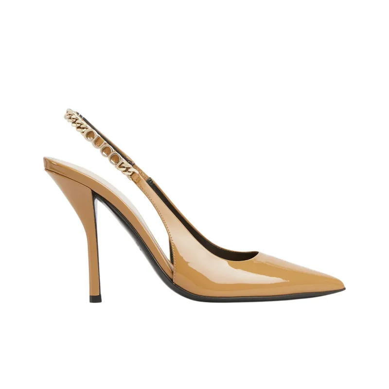 GUCCI SLINGBACK Slim Heel High Heels 10.5cm Women's Khaki-1