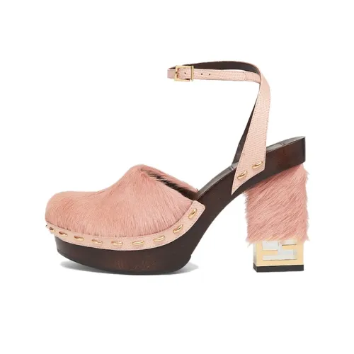 FENDI Baguette Block Heel High Heels Women's Pink