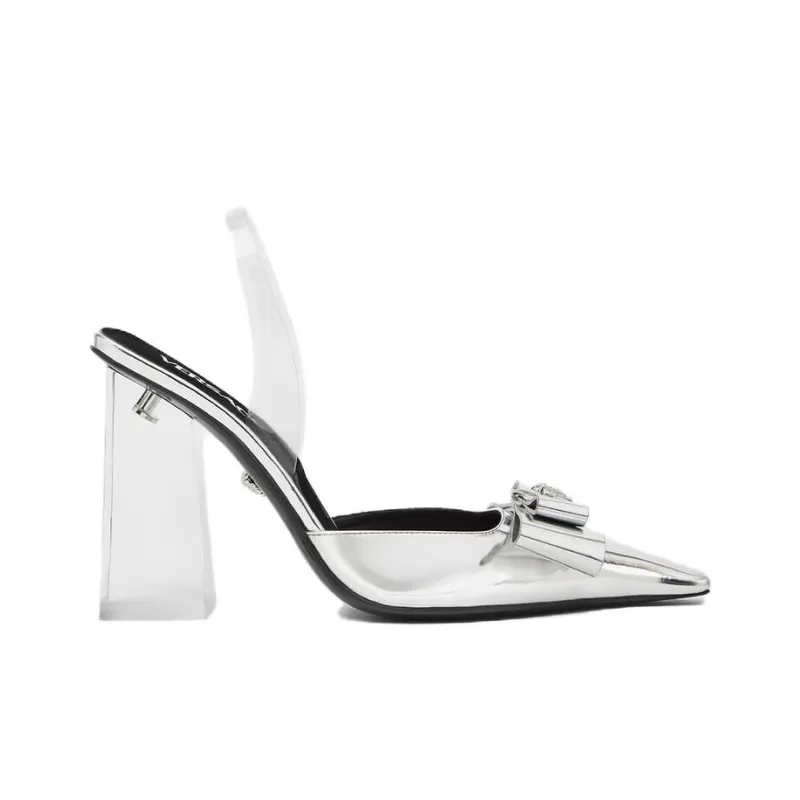 VERSACE Medusa Head Metallic Leather Pumps-1