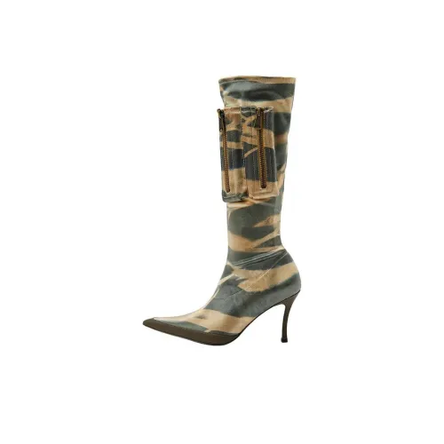 DIESEL Knee-high Boots Women's Green Brown