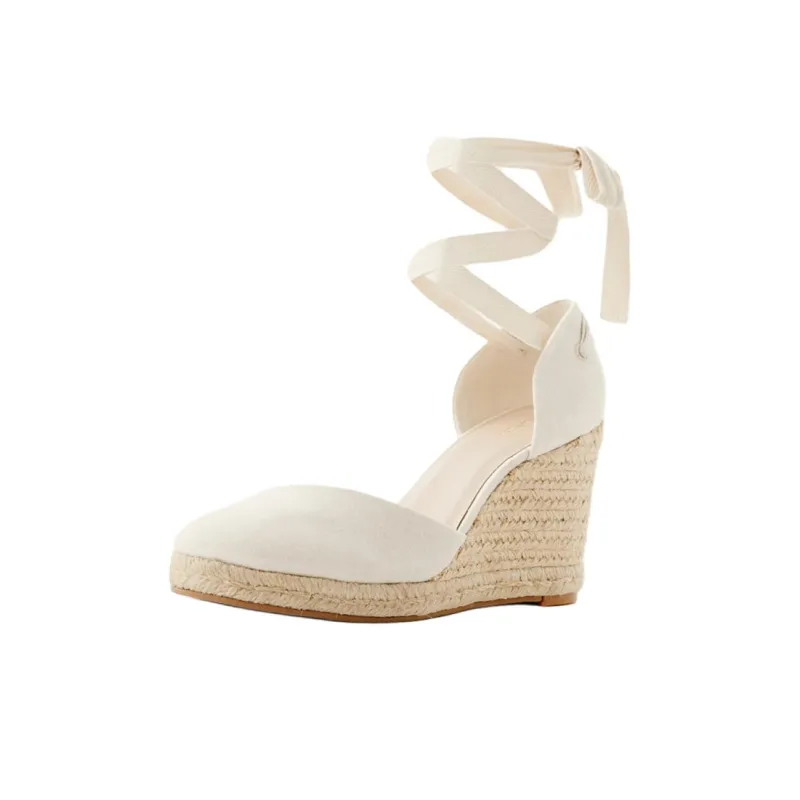 REFORMATION Camilla Wedge Heel High Heels 11cm Women's White-2
