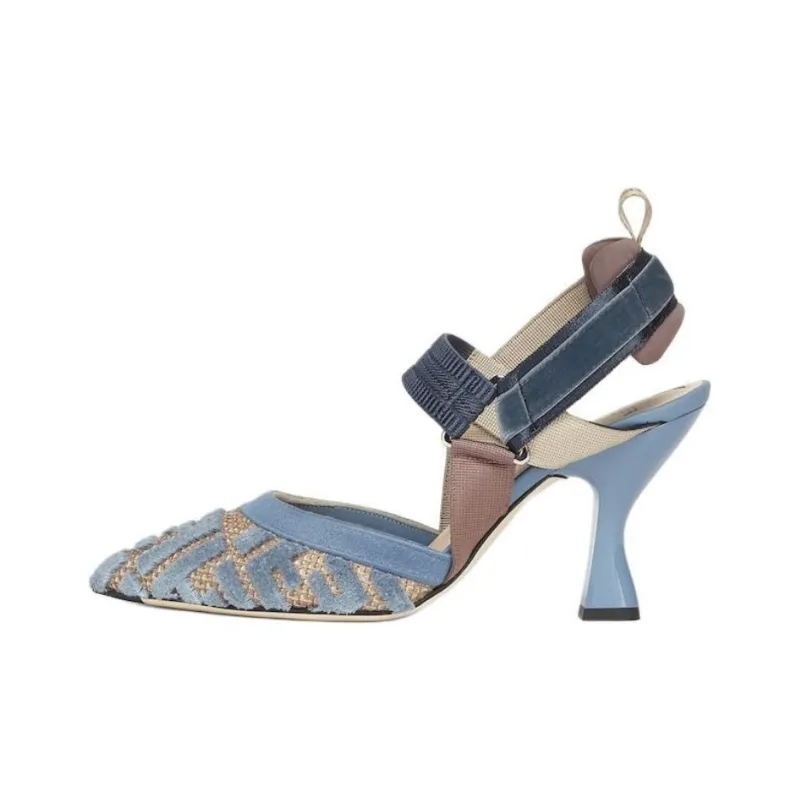 FENDI Colibrì Ff Embroidered Slingback Velvet Pumps-0