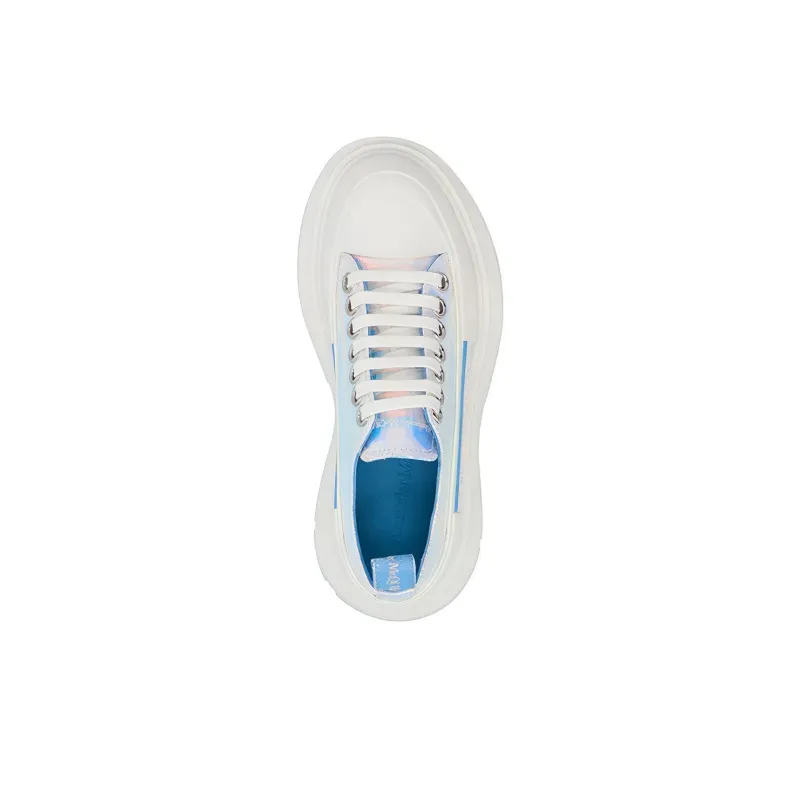 Alexander McQueen Silver Holographic Tread Slick Platform Low Sneakers 'White Multi' Women's-3