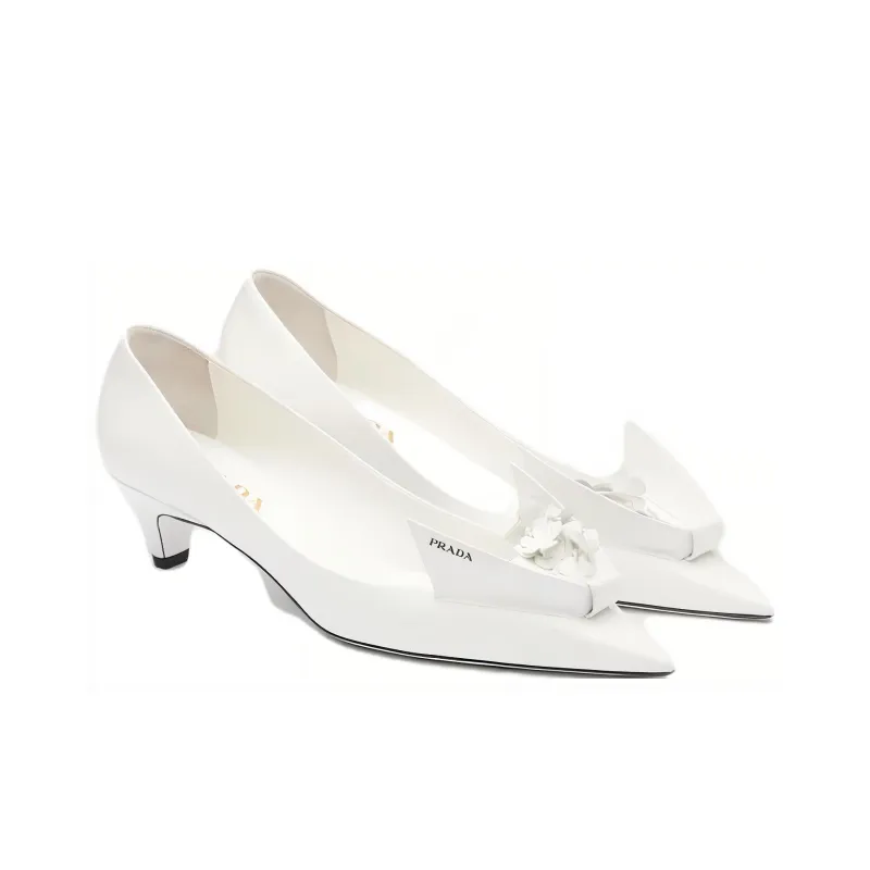 PRADA 3D Flower Heels White-2