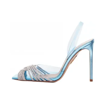 AQUAZZURA Rhinestone-embellished Sling-back Stilettos